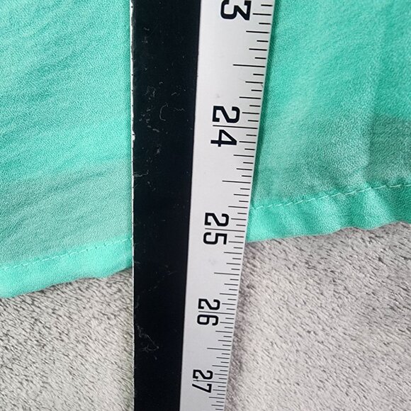 Women's Express Mint Green Blouse Top 3/4 Sleeve Round Neck zip back S - Picture 9 of 10